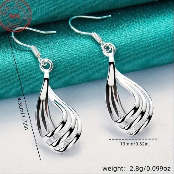 Women’s 925 Sterling Silver Geometric Triple Circle Dangle Earrings - NWT - Picture 3 of 5